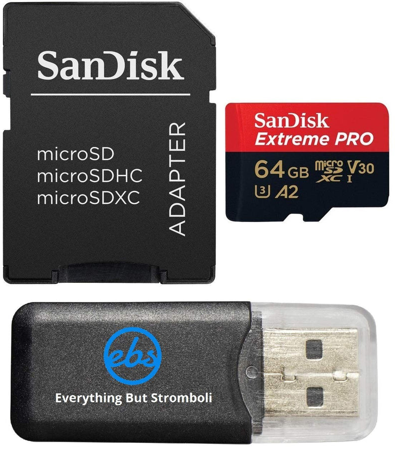  [AUSTRALIA] - 64GB Sandisk Extreme Pro 4K Memory Card for Gopro Hero 6, Fusion, Hero 5, Karma Drone, Hero 4, Session, Hero 3, 3+, Hero + Black - UHS-1 V30 64G Micro SDXC with Everything But Stromboli Card Reader gold