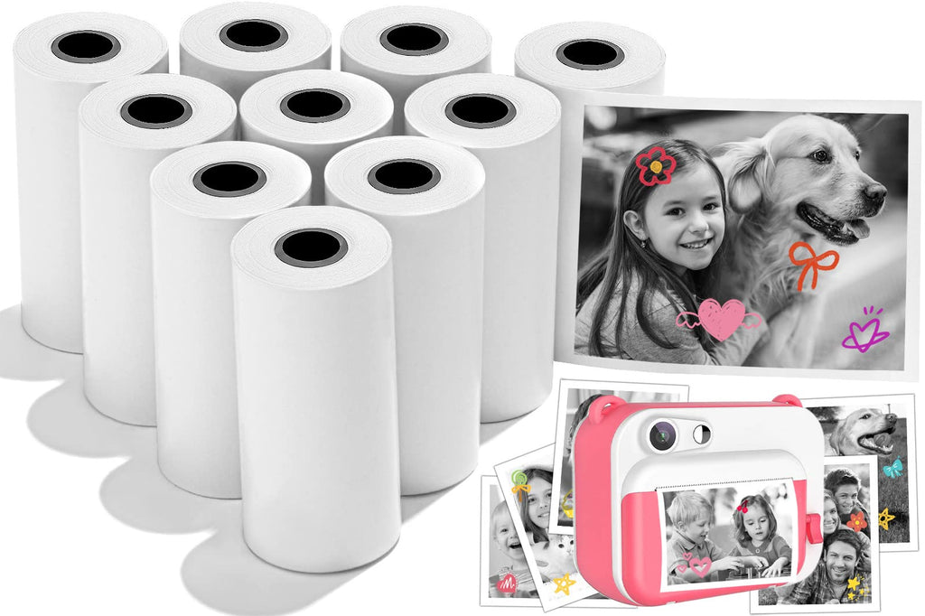  [AUSTRALIA] - 10 Rolls Kids Instant Camera Refill Print Paper, 2.2"Wx1.2"D Instant Print Camera Thermal Paper Roll, Zero Ink, BPA Free, White Print Paper for Most Kids Instant Camera