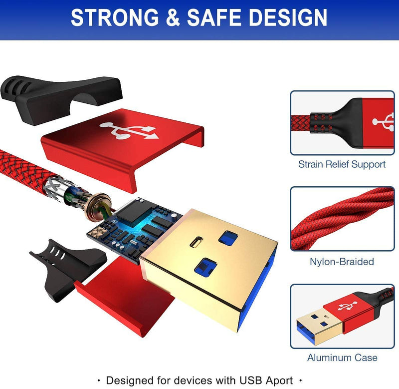  [AUSTRALIA] - USB A to USB A 3.0 Cable 2pack(3.3ft+3.3ft),AkoaDa USB A Male to A Male Cable Double End USB Cord Compatible with Data Transfer Hard Drive Enclosures,Cameras,DVD Player,Laptop Cooler and More(Red) 3.3FT+3.3FT RED