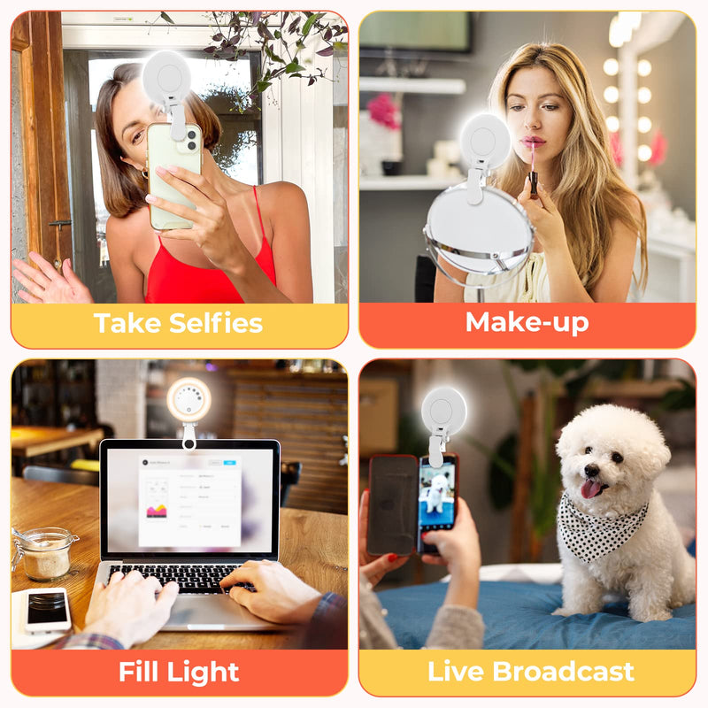  [AUSTRALIA] - Aureday Ring Light for Phone - Selfie Light with Clip, LED Ring Light for iPhone, Portable Phone Light for Selfies, Video Recording, Makeup, Compatible with Cell Phone, Laptop, Tablet