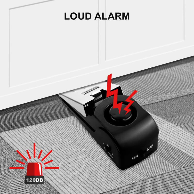  [AUSTRALIA] - Door Stop Alarm, Door Stopper with 120DB Security Alarm, Floor Wedge Door Stop Siren, Door Security Devices for Traveling, Apartment, Hotel and Home (Pack of 3) 3 Pack Black