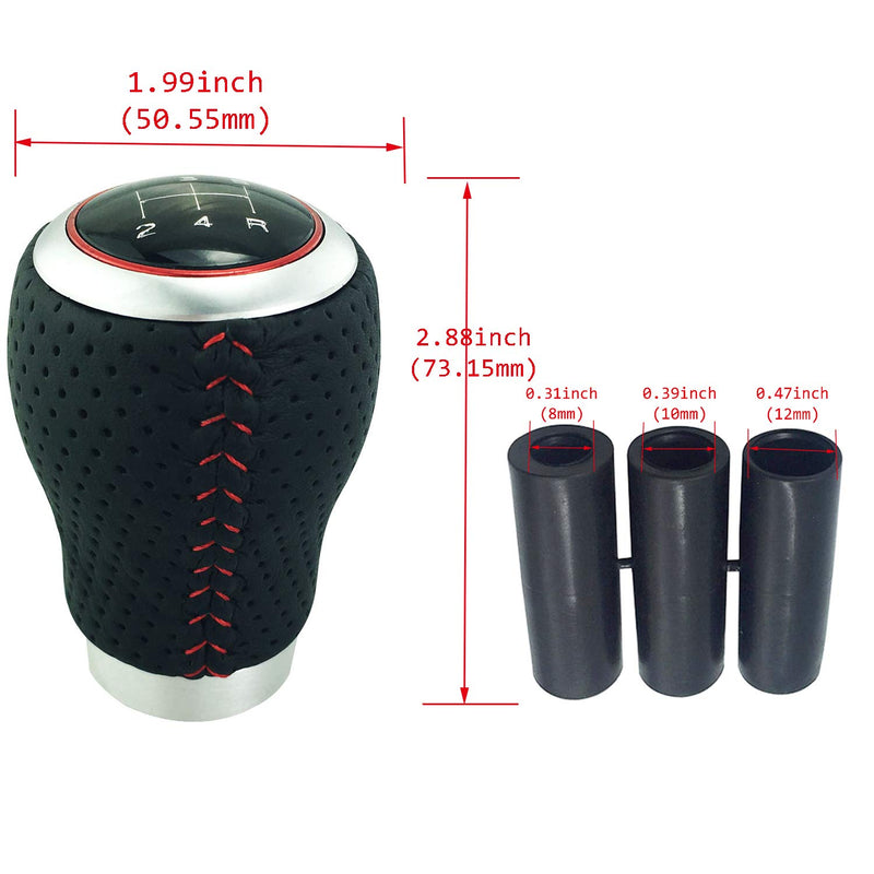  [AUSTRALIA] - Abfer 5 Speed Gear Shifter Leather Car Stick Shifting Knob Shift Lever Red Line Fit Most Universal Manual Automatic Vehicle, Red