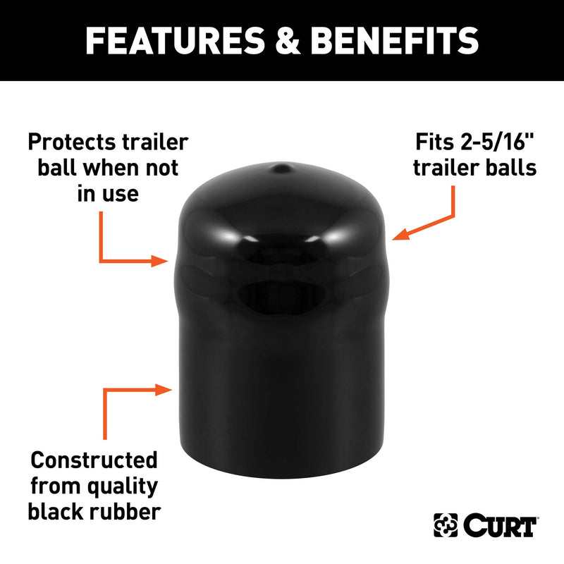  [AUSTRALIA] - CURT 21810 Black Rubber Trailer Hitch Ball Cover, 2-5/16-Inch Diameter