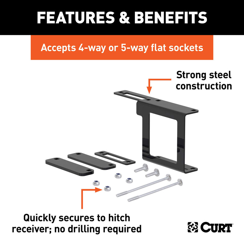  [AUSTRALIA] - CURT 58001 Easy-Mount Vehicle Trailer Wiring Harness Connector Mounting Bracket for 4-Way or 5-Way Flat, Fits 2-Inch Receiver