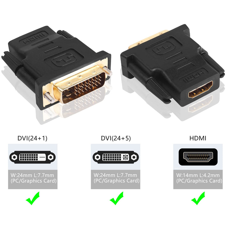  [AUSTRALIA] - PNGKNYOCN DVI to HDMI Adapter,Bi-Directional HDMI Female to DVI-D Male Gold Plated Connector Support 1080P for HDTV,Projector ,Graphics Card and More(2-Pack)