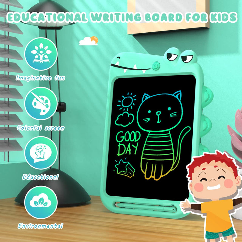  [AUSTRALIA] - Cartoon LCD Writing Tablet,10 inch Drawing Doodle Board with Colorful Screen, Erasable Reusable Graffiti Handwriting Tablet for 3-8 Years Boys Girls Toy Gifts for Toddler Educational Learning Travel 10 inch Green Crocodile