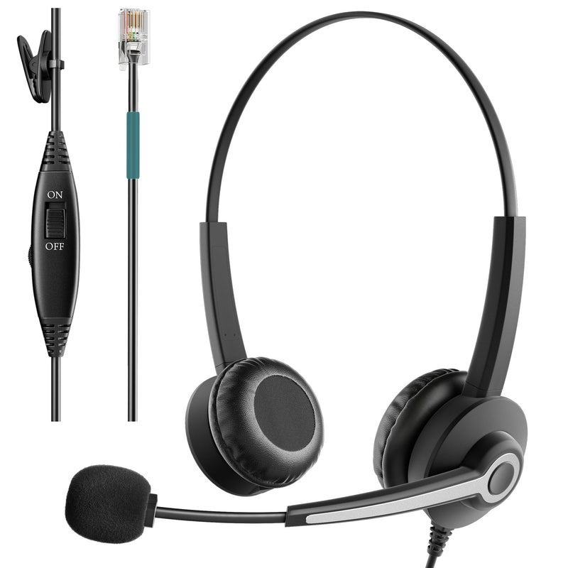  [AUSTRALIA] - Corded Telephone Headset RJ9, with Noise Canceling Mic Mono, for 2465 2564 480 6402D A100 S10 300 301 430 DTU-8 DTU-16 5010 5020 and Other Office Landline Deskphones(New) NEW F602S2