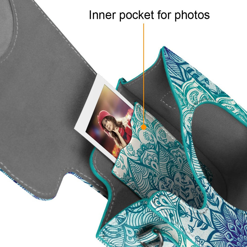  [AUSTRALIA] - Fintie Protective Case Compatible w/ Fujifilm Instax Mini 8 Mini 8+ Mini 9 Instant Camera - Premium Vegan Leather Bag Cover with Removable Strap, Emerald Illusions(Official Micklyn Le Feuvre Product.)