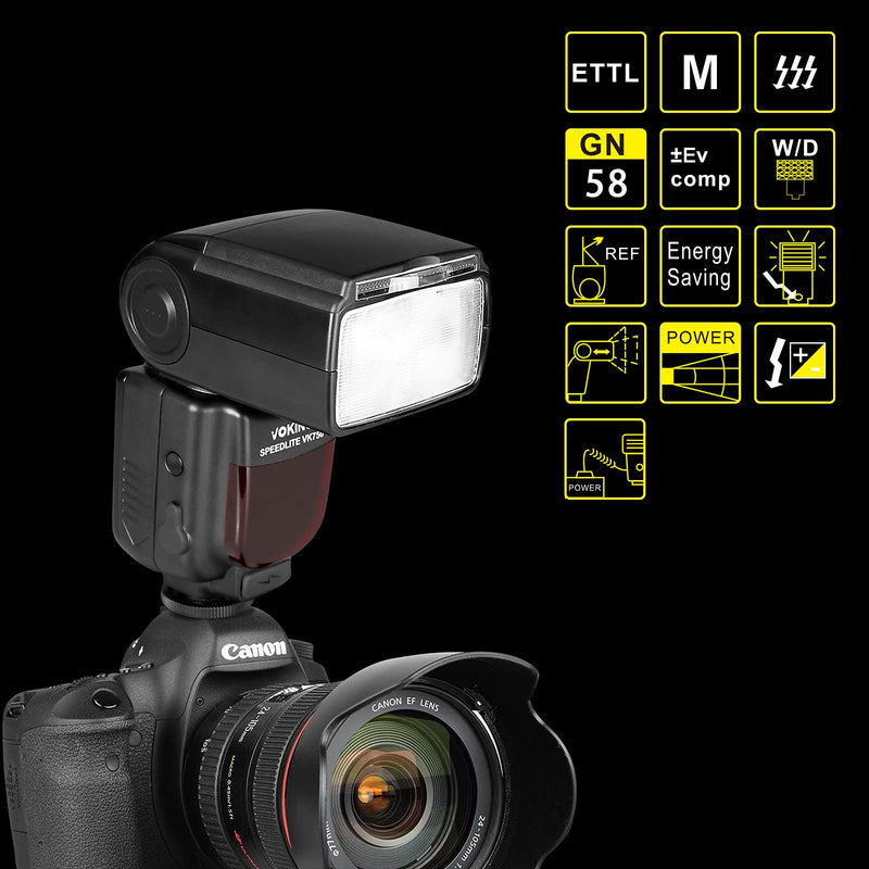  [AUSTRALIA] - Voking VK750II TTL Camera Speedlite Flash Compatible with Canon EOS 60D 70D 77D 80D 4000D Rebel T7i T6i T6s T6 T5i T5 T4i T3i and Other DSLR Cameras
