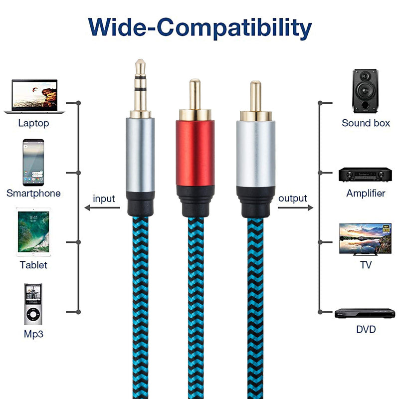 RCA to 3.5mm Aux Cable 3 ft Hftywy Braided 3.5mm Male to 2RCA Male Stereo Y Splitter RCA Cable. for Smartphones, MP3, Tablets, Speakers,Home Theater,HDTV 3.5male to 2rca male - LeoForward Australia