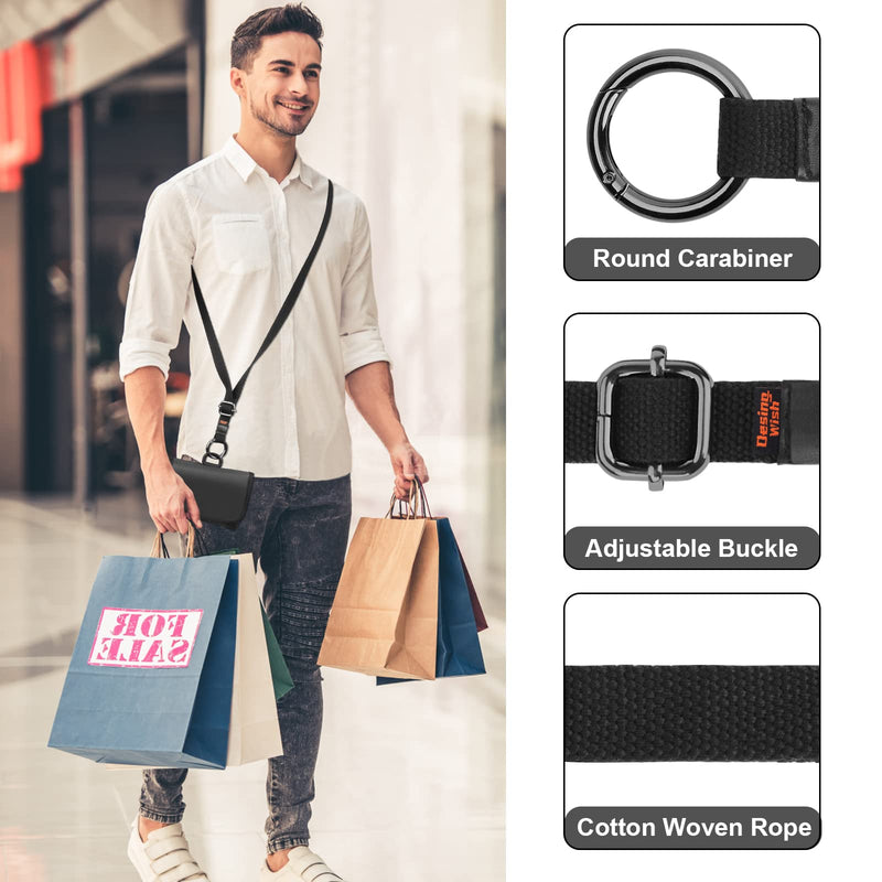  [AUSTRALIA] - Desing Wish Long Crossbody Lanyard Anti-Lost Cross Body Strap for Men/Women Cotton Strap Holder Lanyard for Key Phone Camera Black Lanyard