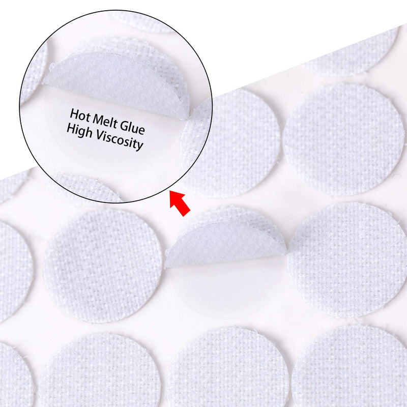  [AUSTRALIA] - 600Pcs (300 Pairs) 20 mm/0.78 Inch Diameter Sticky Back Coins Hook & Loop Self Adhesive Dots Tapes Self Adhesive Nylon Sticky for Hanging Sewing Clothing Kids Crafts (White)