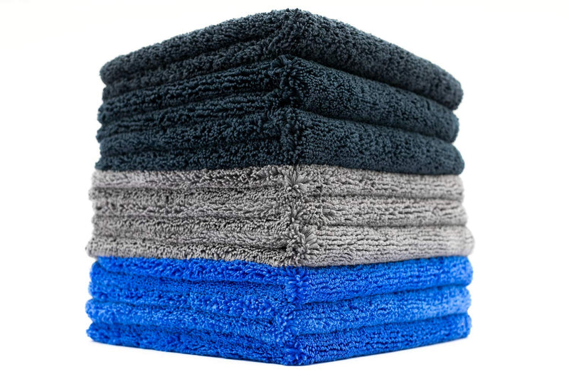  [AUSTRALIA] - The Rag Company - Spectrum 420 Dark Pack - Professional 70/30 Blend, Dual-Pile Plush, Microfiber Auto Detailing Towels, 420gsm, 16in. x 16in, Black + Grey + Blue (9-Pack)
