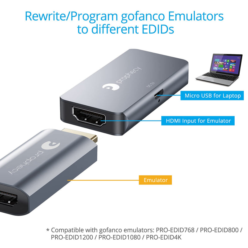  [AUSTRALIA] - gofanco Prophecy HDMI EDID Emulator Programmer – EDID Programming of gofanco PRO-EDID Emulators, 5 Pre-Defined EDIDs, Custom EDIDs, USB Bus-Powered, Windows only, TAA Compliant (PRO-EDIDwriter) EDID writer