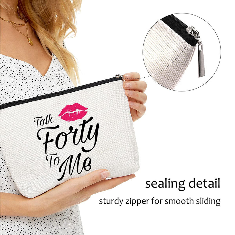 Talk Forty to Me,40th Birthday Gifts for Women, Boss, Wife, Mother, Daughter Makeup Bag, Milestone Birthday Gift for Her, Presents for Turning Forty and Fabulous - LeoForward Australia