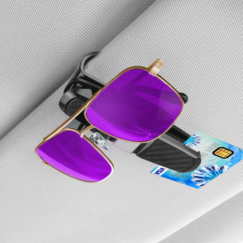  [AUSTRALIA] - Komake Glasses Holder for Car Sun Visor, 2 Pack Sunglasses Holder Clip Hanger Eyeglasses Mount for Car, Double-Ends Clip and 180° Rotational Car Glasses Holder with Ticket Card Clip