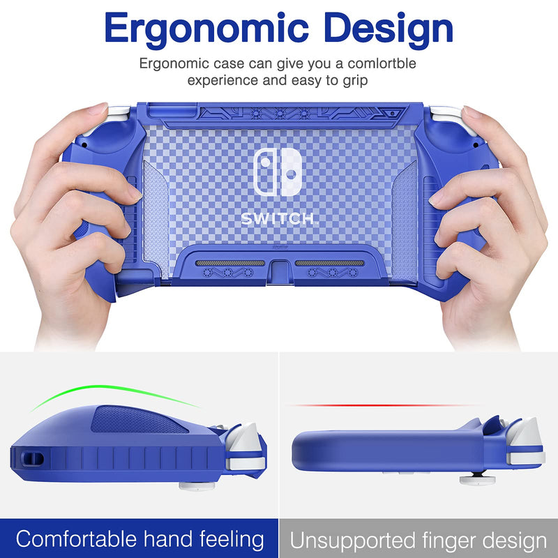  [AUSTRALIA] - HEYSTOP Case Compatible with Nintendo Switch Lite, with Tempered Glass Screen Protector and 6 Thumb Grip, TPU Protective Cover for Switch Lite with Anti-Scratch/Anti-Dust (Blue) Blue