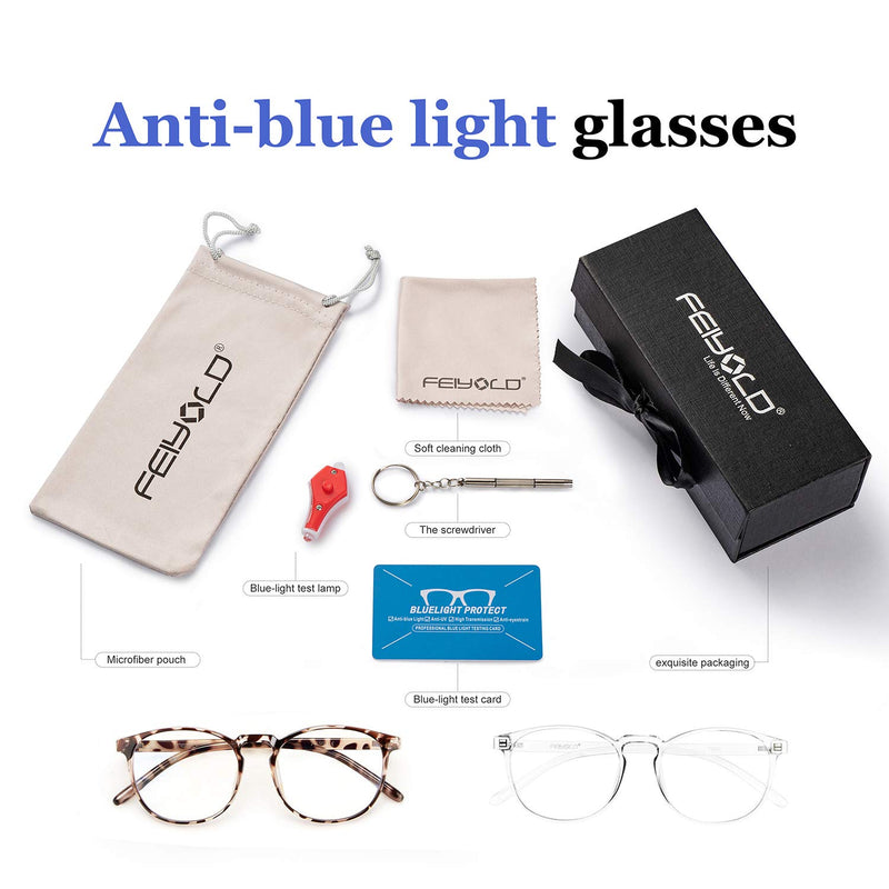  [AUSTRALIA] - FEIYOLD Blue Light Blocking Glasses Women/Men,Retro Round Anti Eyestrain Computer Gaming Glasses(Leopard+Crystal) Leopard+crystal