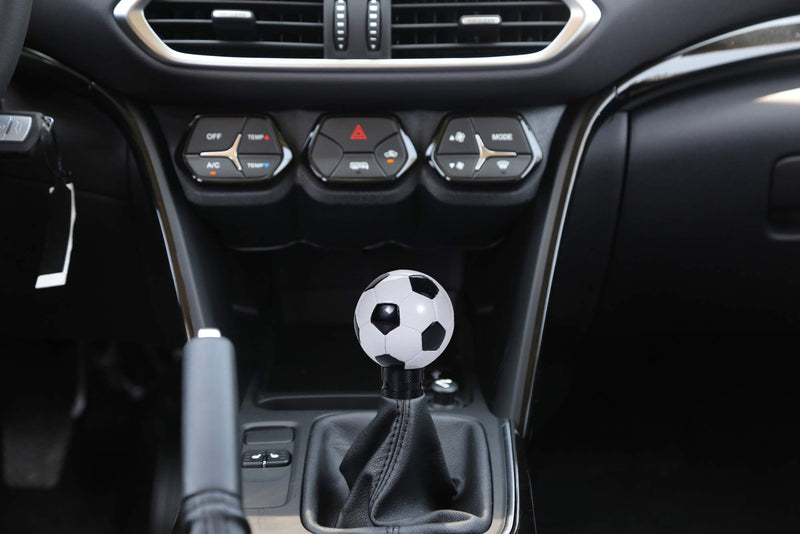  [AUSTRALIA] - Bashineng Car Knob Football Style Gear Shifter Universal Stick Shift Head Fit Manual Automatic Vehicle (Black+White)