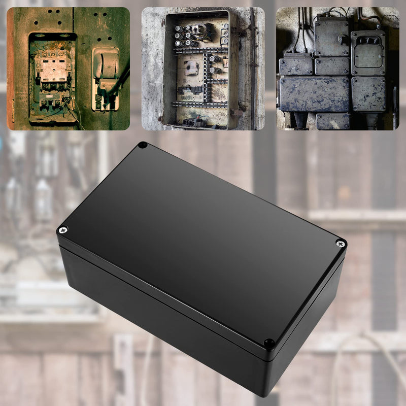  [AUSTRALIA] - Waterproof junction box, IP65 electrical project box distribution box, dustproof, weatherproof, ABS cable housing distribution box for indoor outdoor electronic cables - 200 x 120 x 75 mm/1.87 x 4.72 x 3 inches black