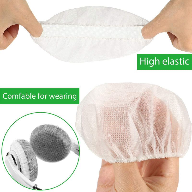  [AUSTRALIA] - 200 Pieces Disposable Headphone Covers Sanitary Headphone Ear Covers Non Woven Earpad Covers Headphone Covers for Most On Ear Headphones with 8.5 to 10 cm Earpads (L, 11 cm/ 4.3 Inch) L, 11 cm/ 4.3 Inch White