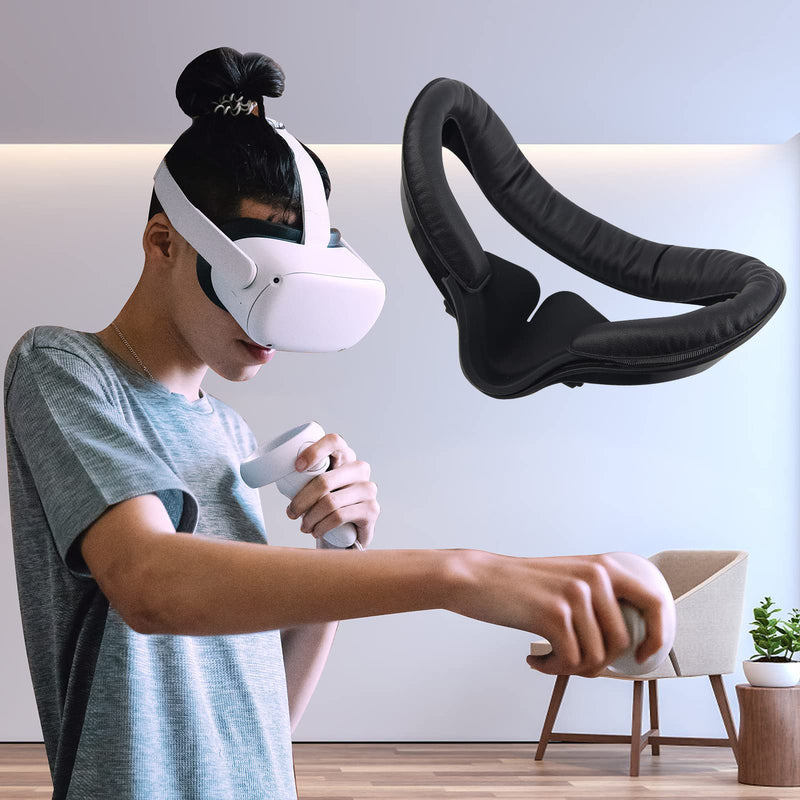  [AUSTRALIA] - Nefuo VR Face Pad for Oculus Quest 2, 3 PCS Sweatproof & Breathbale PU Leather Foam Replacements, Facial Interface with Anti-Light Nose Pad & Air-Circulation Design, VR Accessories for Quest 2