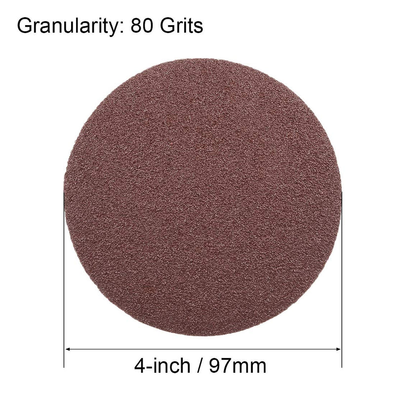  [AUSTRALIA] - uxcell 4-Inch Sanding Disc 80 Grits Aluminum Oxide Flocking Back Sandpapers for Sanders 25 Pcs