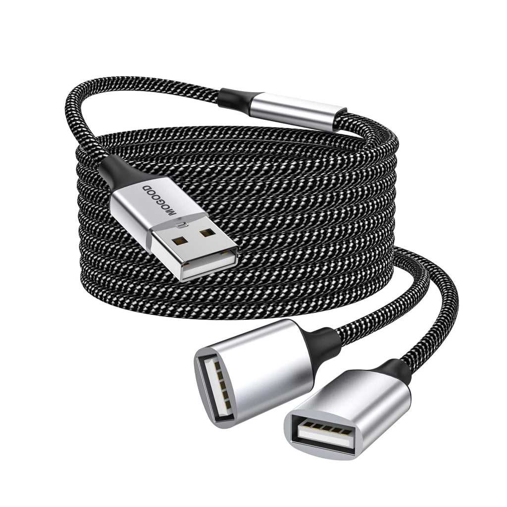  [AUSTRALIA] - USB Extension Cable,USB A Male to 2 Female Extension Cord Durable USB Splitter Cable Nylon Braided Fast Data Transfer Compatible with Printer, USB Keyboard, Flash Drive, Hard Drive, Playstation 3.28Ft/1M Black