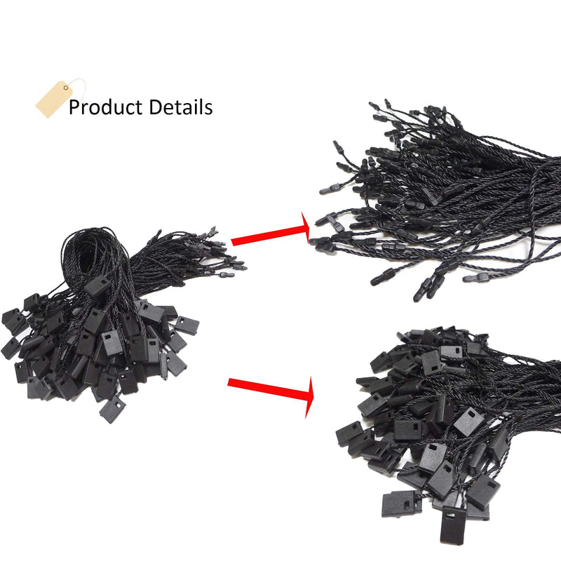  [AUSTRALIA] - 1000Pcs 7-inch Hang Tag String, Nylon Snap Lock Pin Loop Fastener Hook Ties for Clothes Tags, Price Tags, Shoes Snap Lock, Luggage Label, Easy and Fast to Attach(Black) Black