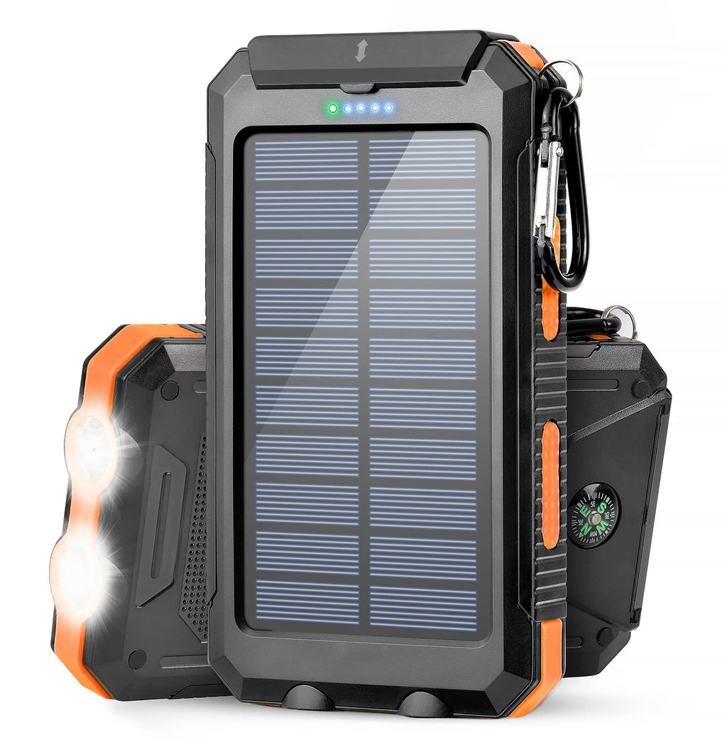  [AUSTRALIA] - Suscell Solar Charger,20000mAh Solar Power Bank,Waterproof Portable Charger with Dual 5V USB Port/LED Flashlight Compatible with All Smartphone External Battery Pack Perfect for Outdoor/Camping/Trip Orange