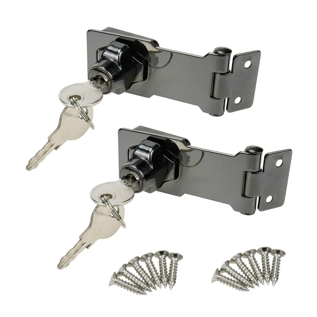  [AUSTRALIA] - Rannb Keyed Hasp Lock 3 Inch Black Twist Knob Keyed Locking Hasp Keyed Alike - 2pcs