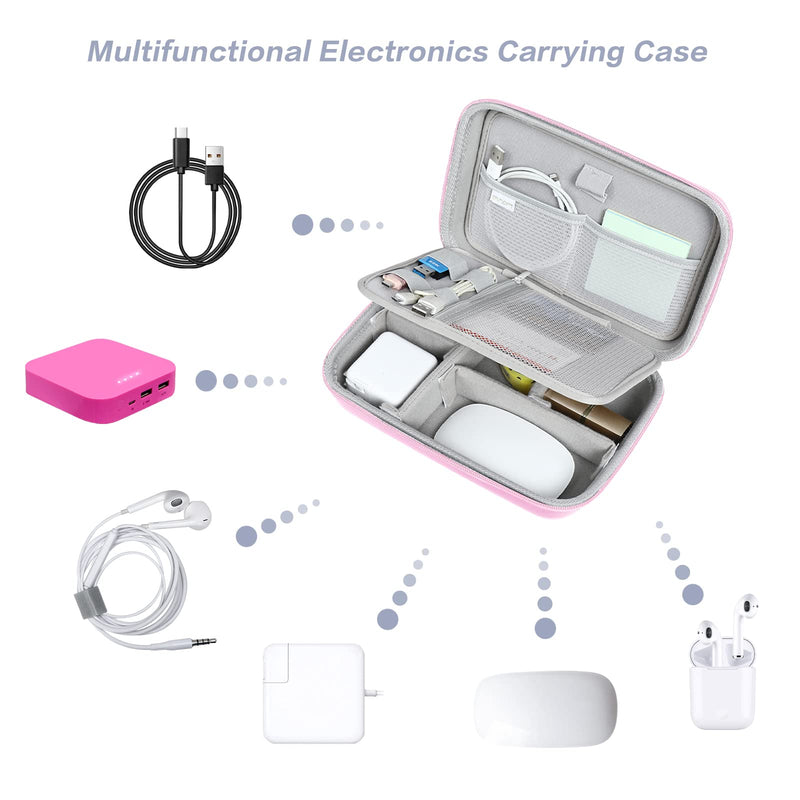  [AUSTRALIA] - MOSISO Electronic Organizer Travel Case Compatible with MacBook Power Adapter, Compatible with Magic Mouse & Pencil, SD Card, USB Flash Disk with 4 Modular Insert & 2 Cable Tie & Snap Hook, Pink