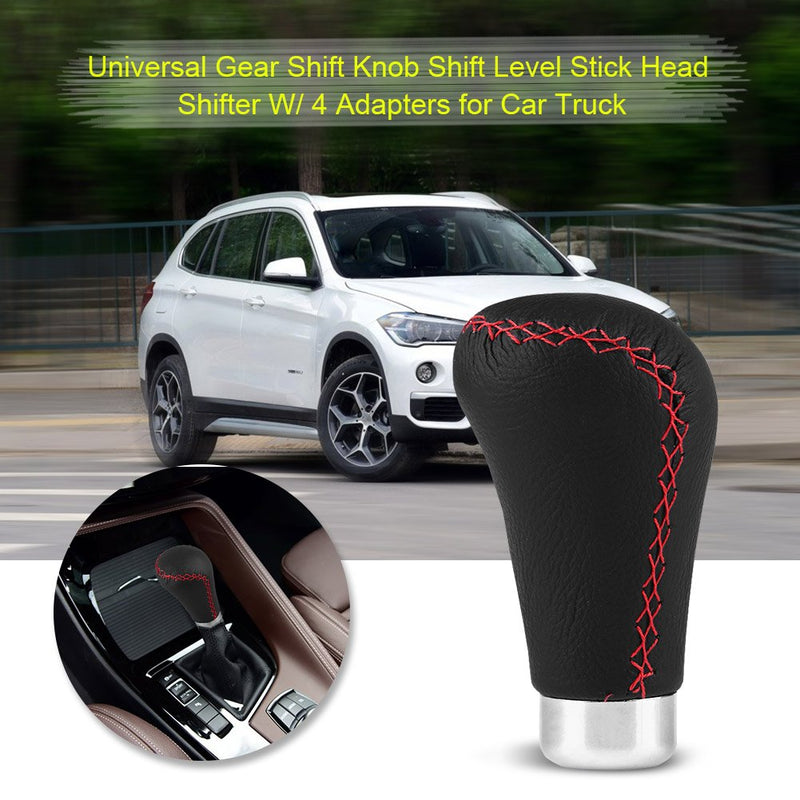  [AUSTRALIA] - Universal Manual & Automatic Car Gear Shift Knob Leather Shift Lever Knob With 4 Adapters for Cars Trucks(A) A
