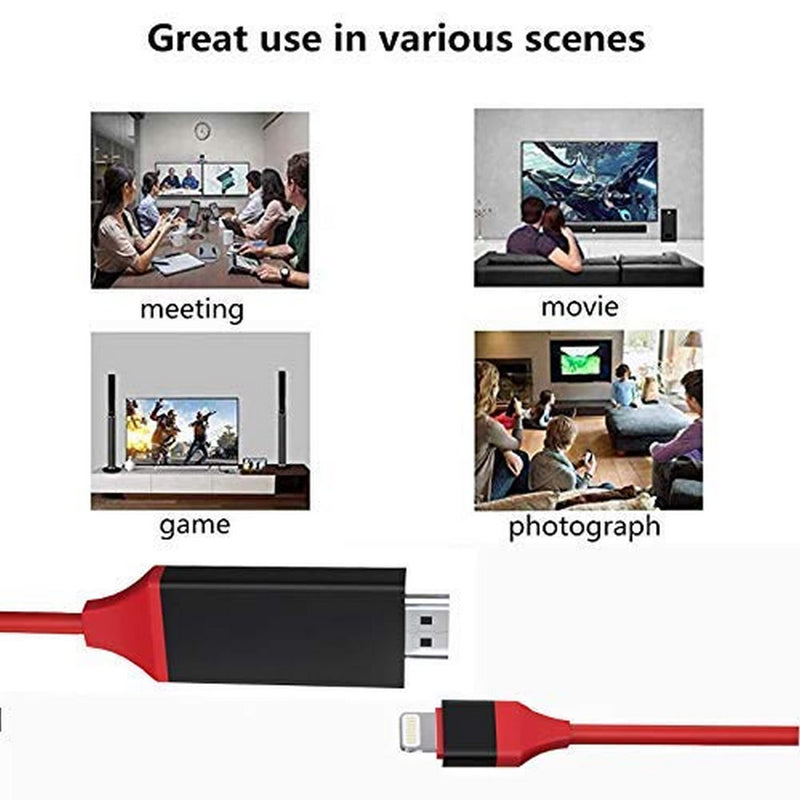 [AUSTRALIA] - Lightning to HDMI Adapter [Apple MFi Certified], Belcompany Lightning to Digital AV Adapter for iPhone to TV, 2K Sync Screen Connector HDTV Cable for iPhone, iPad and iPod on TVs/Monitors/Projectors Red