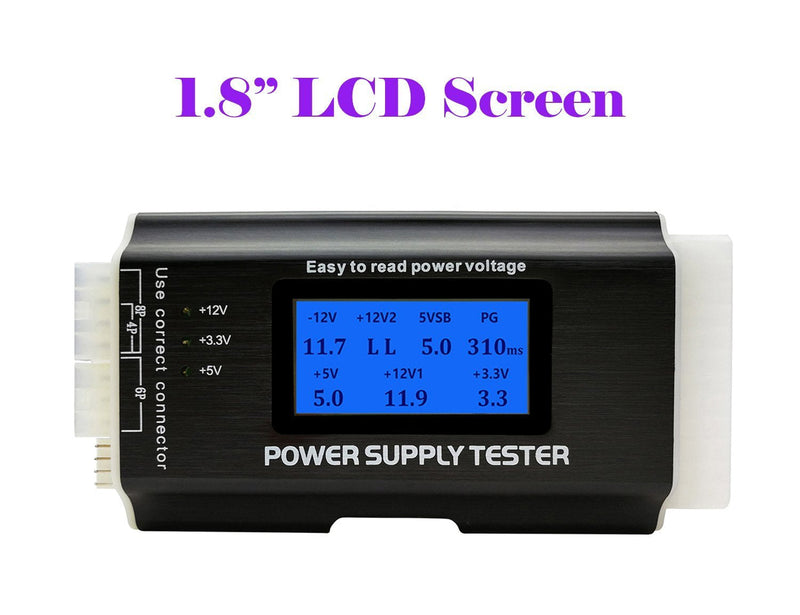 [AUSTRALIA] - Computer PC Power Supply Tester, ATX/ITX/IDE/HDD/SATA/BYI Connectors Power Supply Tester, 1.8'' LCD Screen (Aluminum Alloy Enclosure)