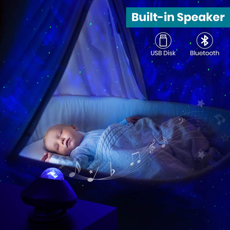  [AUSTRALIA] - Star Projector, Klearlook Ocean Wave Starry Light Projector Home Planetarium Remote Control/Wi-Fi Mode/Bluetooth/USB Disk/Sound Control/Timer Smart Music Night Light Projector for Decoration Party