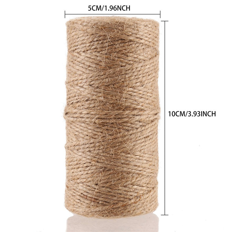 CCINEE Natural Jute Twine 328 Feet Burlap Rope String for DIY Crafts, Festive Decoration, Gift Wrapping and Gardening Applications 2mm(2 Ply) 2 mm - LeoForward Australia