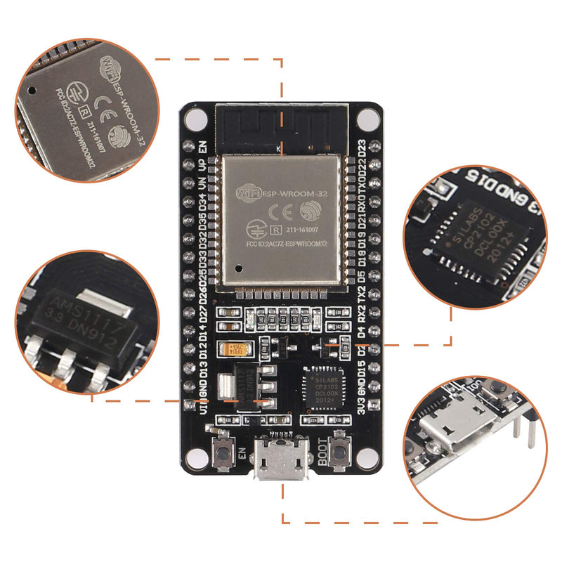  [AUSTRALIA] - Aokin ESP32 ESP-WROOM-32 Development Board 2.4 GHz WiFi and Bluetooth Dual Cores Microcontroller ESP-WROOM-32 Chip for Arduino NodeMCU, 3 Pcs 3Pcs