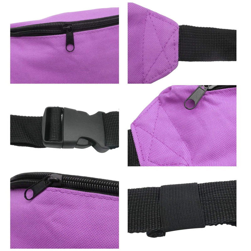INNOLIFE Unisex Men Women Fashion Sporty Multi-Purpose 2-Zipper Waist Belt Bag Fanny Pack Adjustable Strap for Sport Hiking Traveling Passport Wallet 3pcs Black Purple Red - LeoForward Australia