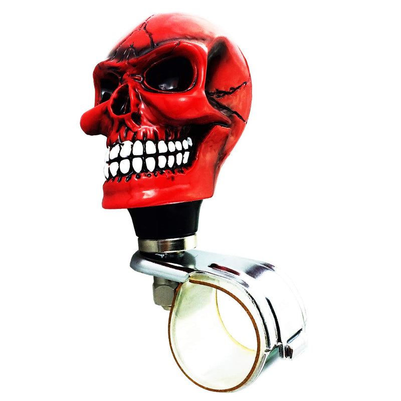  [AUSTRALIA] - Arenbel Suicide Knob for Steering Wheel Skull Spinner Power Handles Car Grip Knobs of Cool Style fit Most Vehicles Boat Truck Tractor, Red