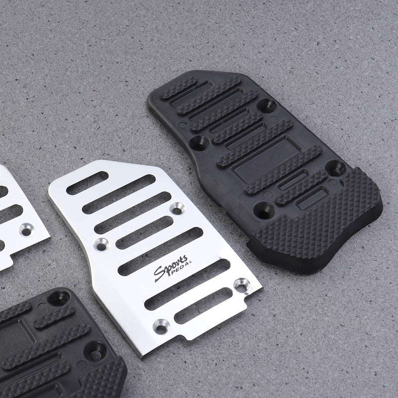  [AUSTRALIA] - Vosarea Non Slip Automatic Car Treadle Accelerator Brake Pedal Cover Footrests Set 2pcs (Silver)