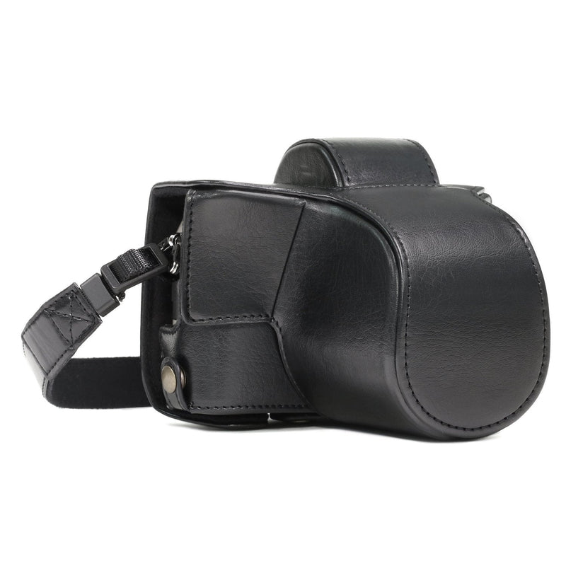  [AUSTRALIA] - MegaGear Ever Ready Leather Camera Case Compatible with Olympus Pen E-PL8 Black