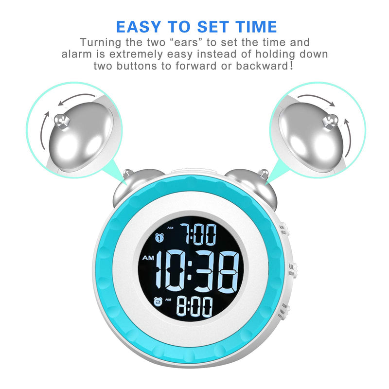 USCCE Loud Dual Alarm Clock with Bed Shaker - 0-100% Dimmer, Vibrating Alarm Clock for Heavy Sleepers or Hearing Impaired, Easy to Set, USB Charging Port, Snooze, Battery Backup (White) White - LeoForward Australia