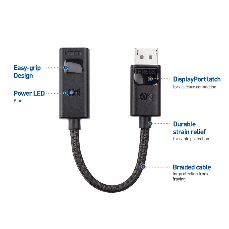  [AUSTRALIA] - Cable Matters 8K DisplayPort 1.4 to HDMI 2.1 Adapter with 4K 120Hz or 8K 60Hz, Unidirectional DisplayPort to HDMI 2.1 Cable Adapter in Black, Support for RTX 3080/3090, RX 6800/6900 and More