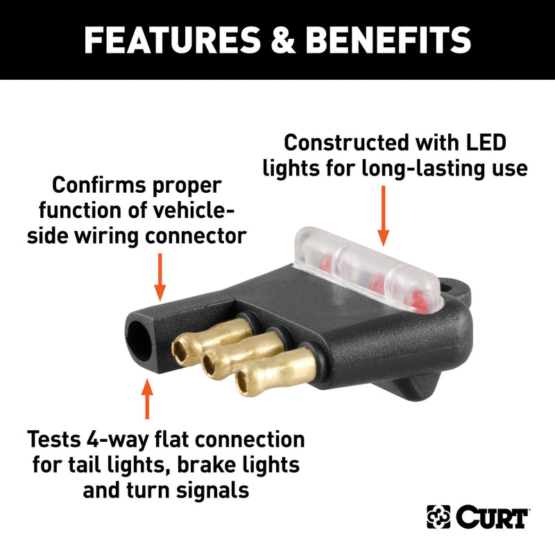  [AUSTRALIA] - CURT 58260 Vehicle Socket Tester 4-Way Flat Towing Wiring Tester 4-Pin Trailer Wiring Original Version