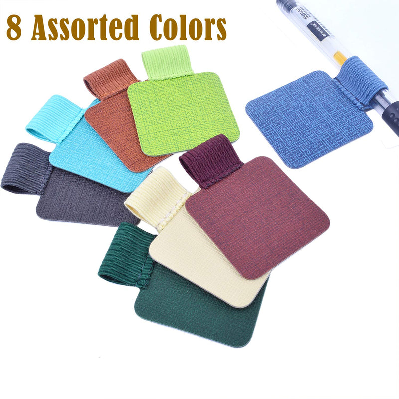 BronaGrand 8pcs Self-adhesive Leather Pen Holder with Elastic Loop for Notebooks, Journals,Calendars and Planners(8 Colors) - LeoForward Australia