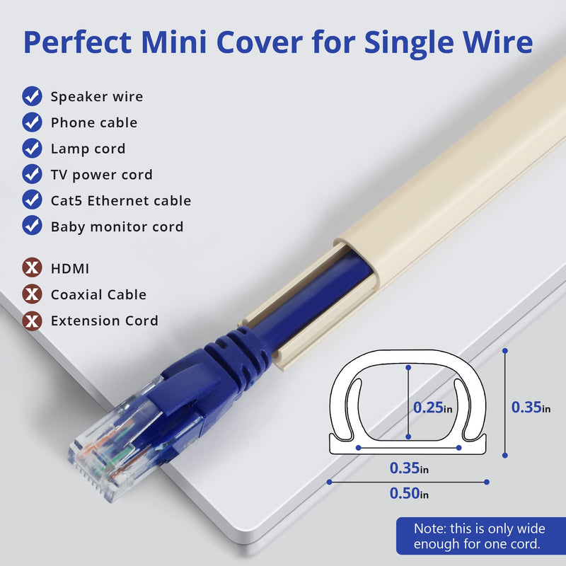  [AUSTRALIA] - One Cord Cover Wall - 153in Mini Wire Hider, Wire Cover for Hiding Speaker Wire, Baby Monitor Cord - Paintable Wire Channel for Cable Concealer, 9X L17in W0.5in H0.35in, CMR05 Beige Small