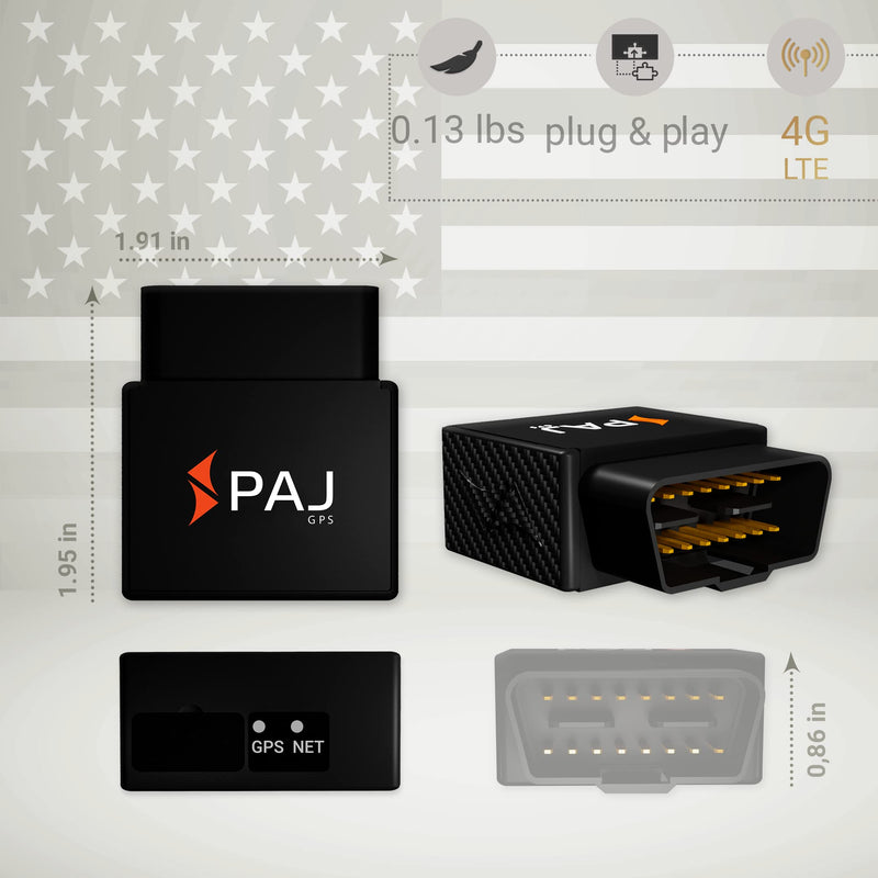  [AUSTRALIA] - PAJ GPS OBD II Tracker – Real Time Tracking Device for Cars, Trucks & More, Car Tracking with Alarm Notifications on Location, Speed Monitoring, Permanent Battery via OBD2 Plug, 4G LTE OBD-Quick-Mounting - CAR OBD Finder 4G