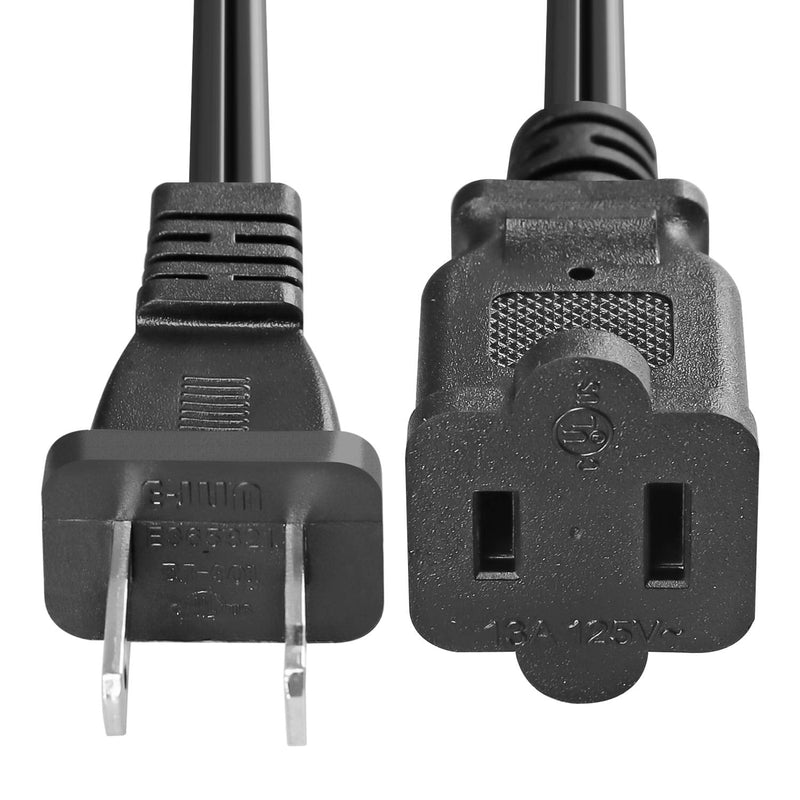  [AUSTRALIA] - VSEER 2 Prong Extension Cord US AC 2-Prong Male and Female Power Cable 13A/125V, USA Outlet Saver Power Extension Cord Cable for NEMA 5-15P to NEMA 5-15R (1FT) 1FT Black