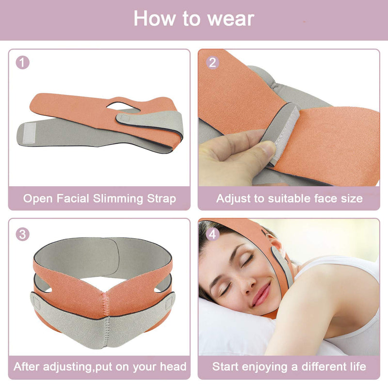 FERNIDA Double Chin Reducer, Face Slimming Strap Facial Weight Lose Slimmer Device, Pain Free V-Line Chin Cheek Lift Up Band Anti Wrinkle Eliminates Sagging Anti Aging Breathable Face Shaper Band Orange - LeoForward Australia